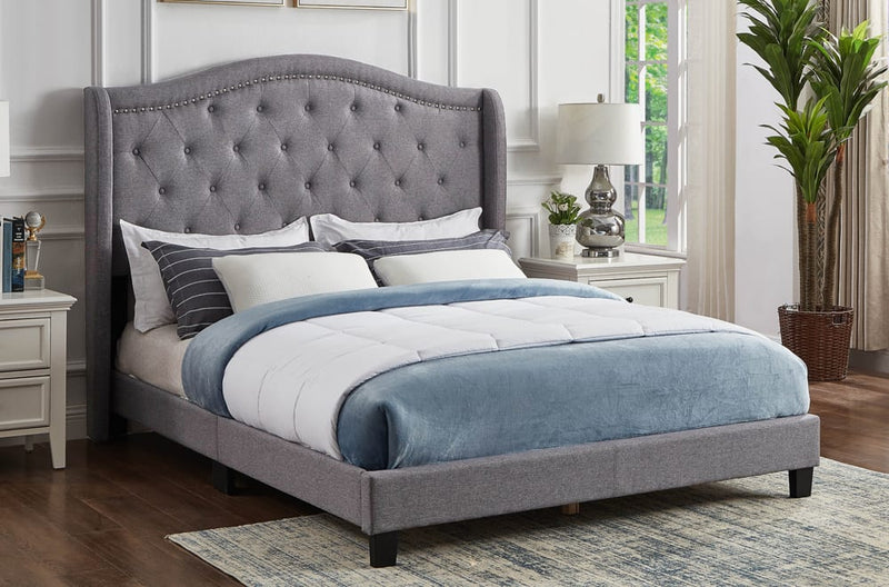 T2173 - Platform Bed with Headboard, Grey or Charcoal