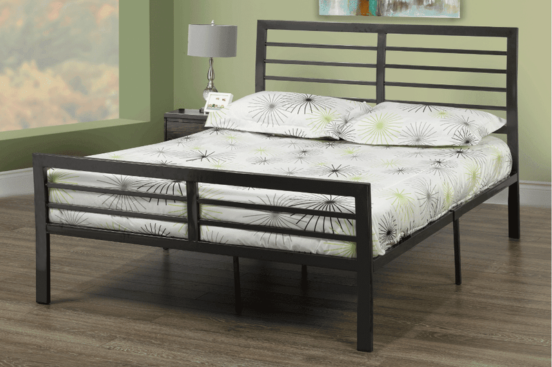 T2336 - Platform Bed with Headboard and Footboard, Charcoal or White Metal